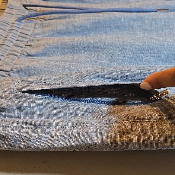 Athleta Retreat Chambray Wide-leg Slit Hem Drawstring Pocket Tall Pants NWOT - Picture 5 of 13